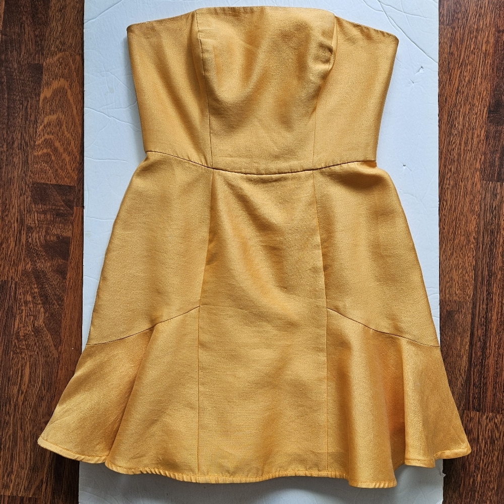 ZIMMERMAN Ruffle Hem Mini Dress Golden Yellow